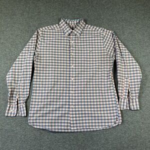 Fish Hippie Shirt Mens Large Brown Buttondown Long Sleeve Checkered Chest Logo C